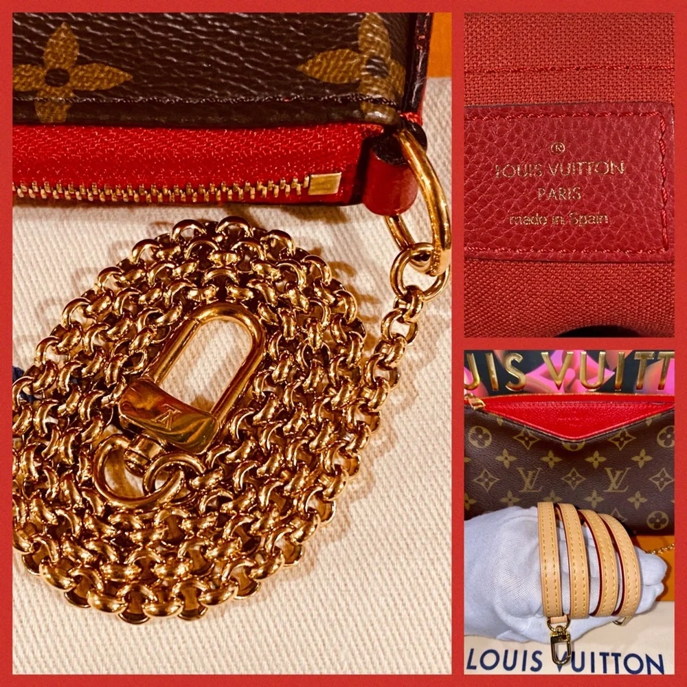 🍎🍎🍎Authentic Louis Vuitton Pallas Clutch Crossbody Bag in Monogram